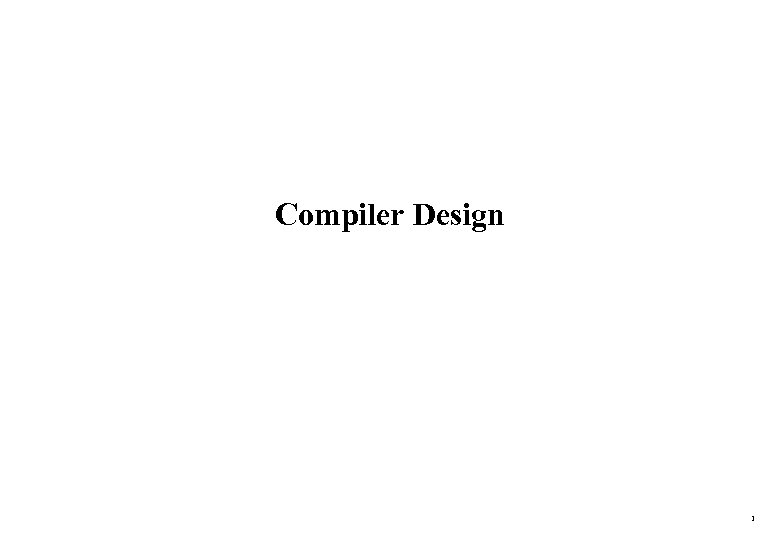 Compiler Design 1 