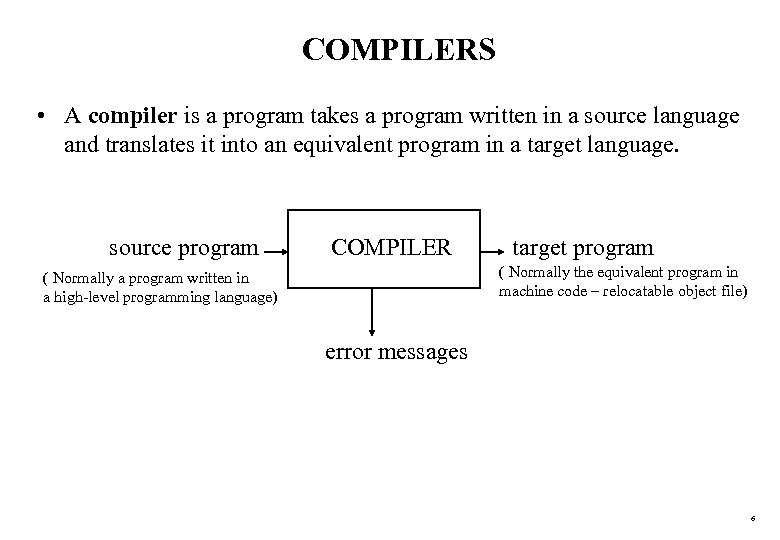 COMPILERS • A compiler is a program takes a program written in a source