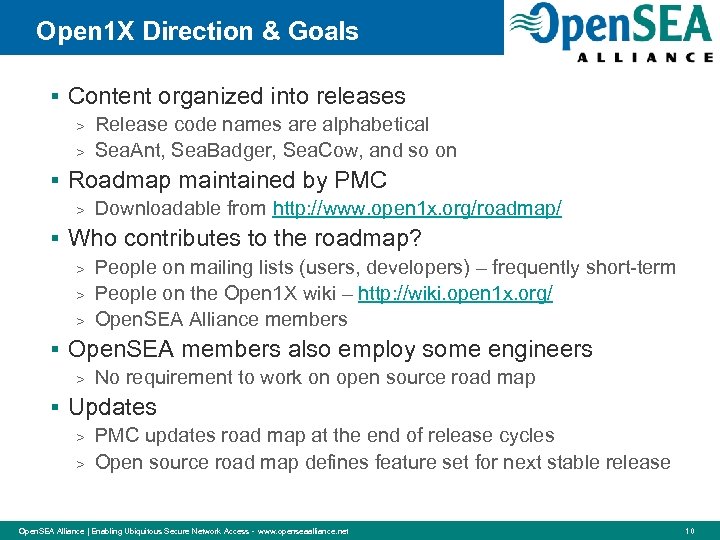 Open 1 X Direction & Goals § Content organized into releases > > Release