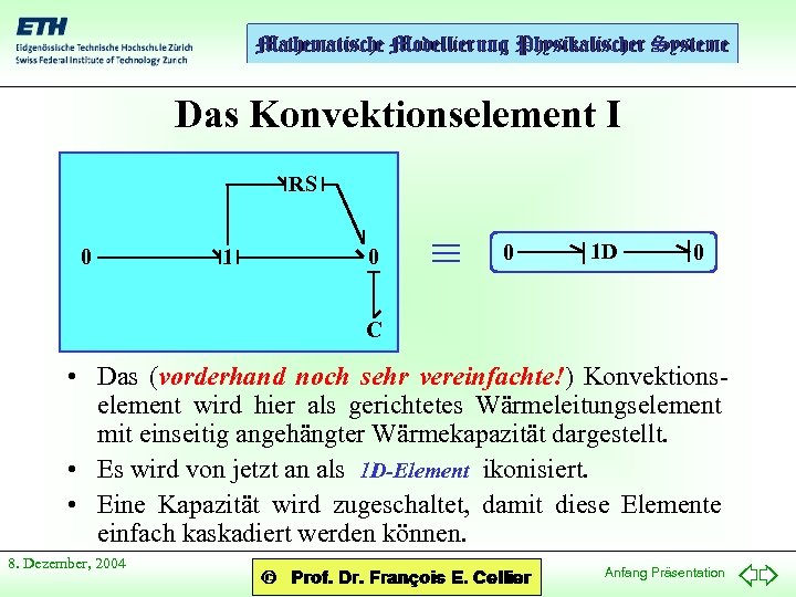 Das Konvektionselement I RS 0 1 0 0 1 D 0 C • Das
