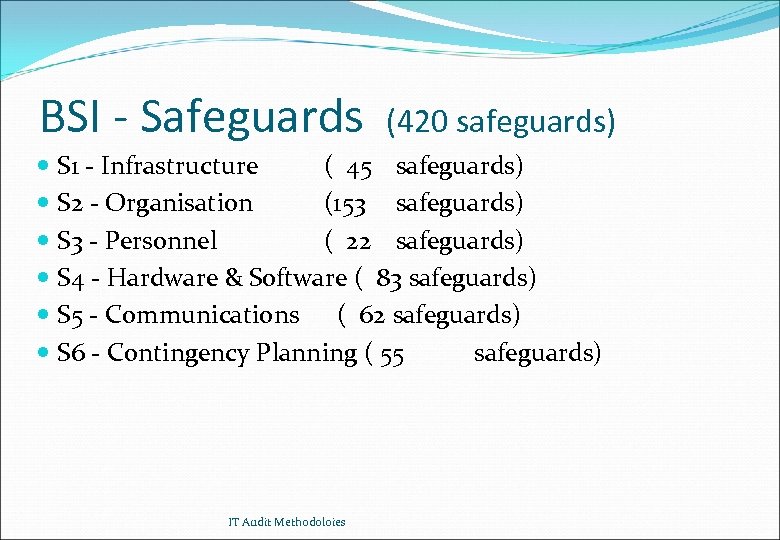 BSI - Safeguards (420 safeguards) S 1 - Infrastructure ( 45 safeguards) S 2