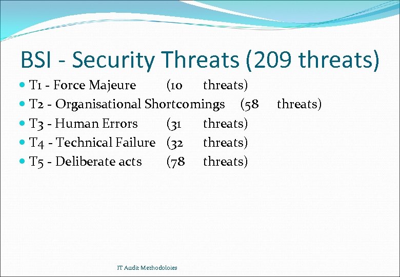 BSI - Security Threats (209 threats) T 1 - Force Majeure (10 threats) T