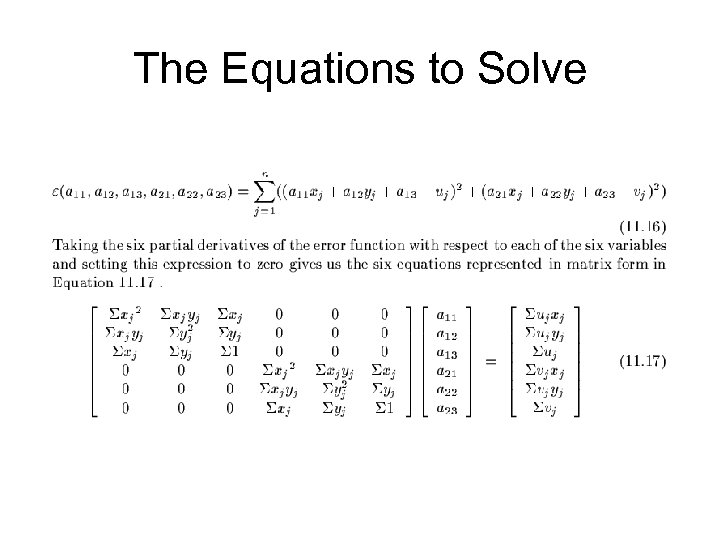 The Equations to Solve 