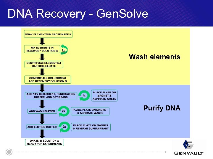 DNA Recovery - Gen. Solve Wash elements Purify DNA 