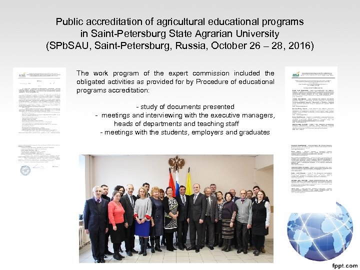 Public accreditation of agricultural educational programs in Saint-Petersburg State Agrarian University (SPb. SAU, Saint-Petersburg,