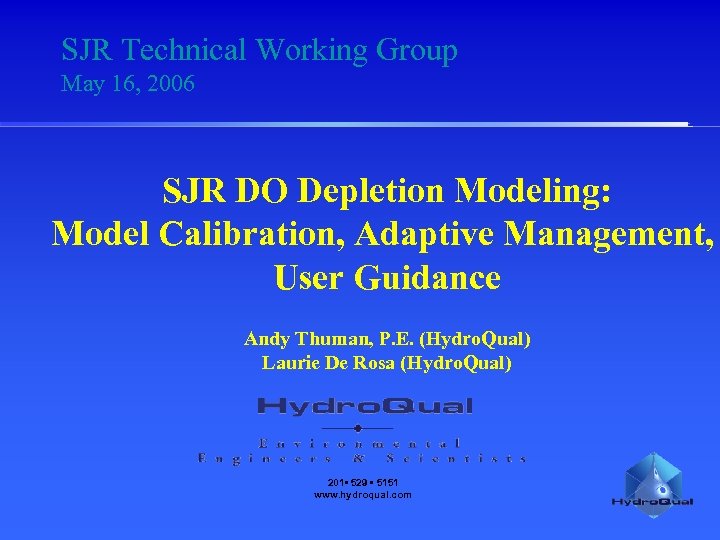 SJR Technical Working Group May 16, 2006 SJR DO Depletion Modeling: Model Calibration, Adaptive