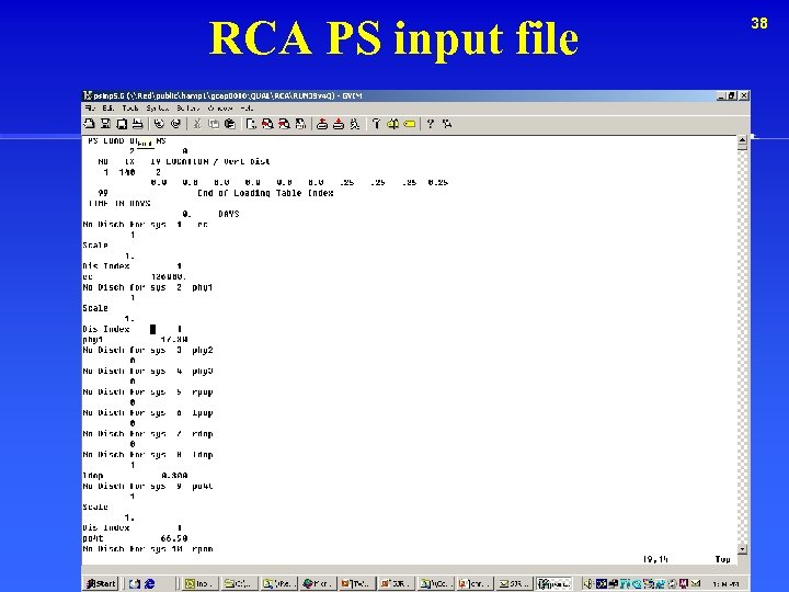 RCA PS input file 38 