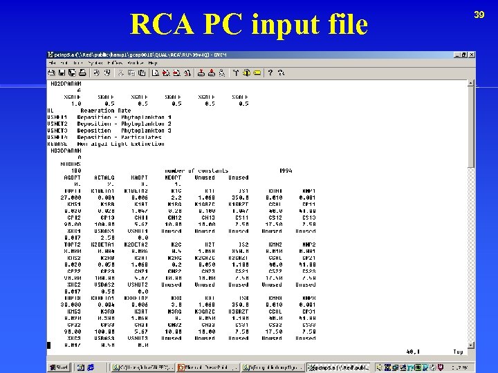 RCA PC input file 39 