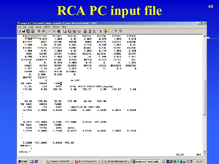 RCA PC input file 40 