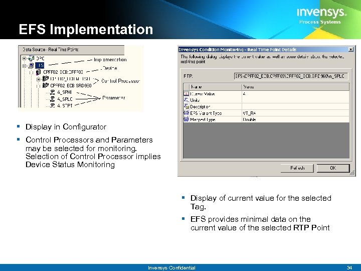 EFS Implementation § Display in Configurator § Control Processors and Parameters may be selected