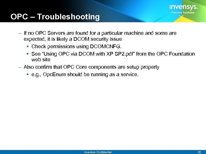 OPC – Troubleshooting – If no OPC Servers are found for a particular machine