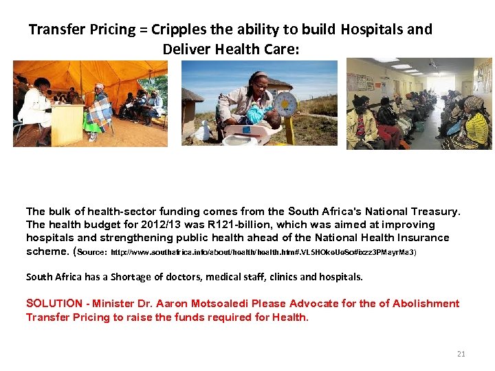 Transfer Pricing = Cripples the ability to build Hospitals and Deliver Health Care: The
