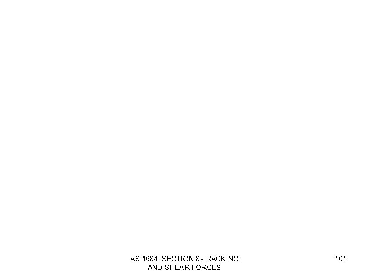 AS 1684 SECTION 8 - RACKING AND SHEAR FORCES 101 