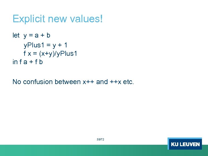 Explicit new values! let y = a + b y. Plus 1 = y