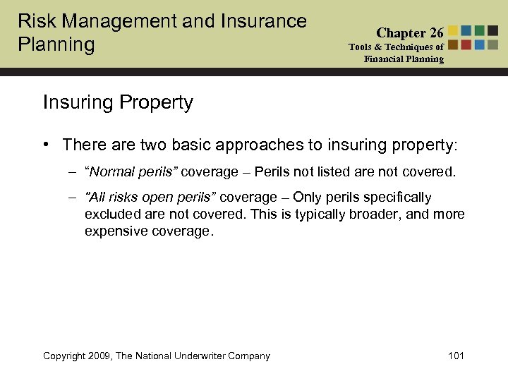 Risk Management and Insurance Planning Chapter 26 Tools & Techniques of Financial Planning Insuring