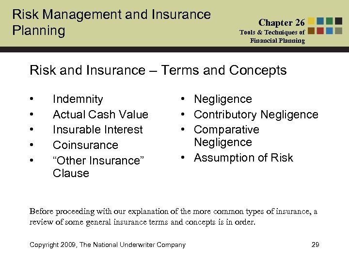 Risk Management and Insurance Planning Chapter 26 Tools & Techniques of Financial Planning Risk