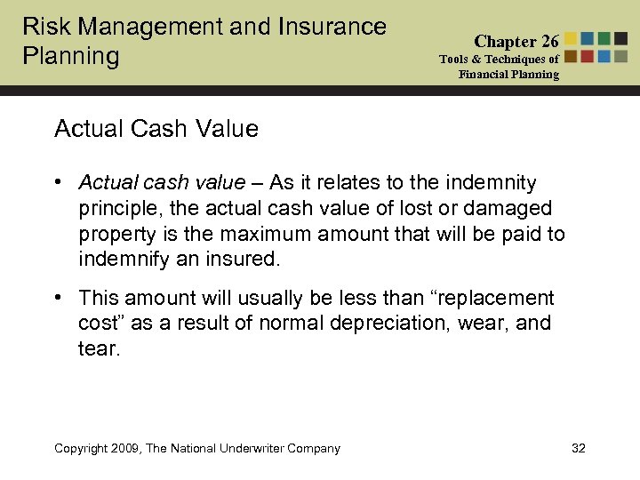 Risk Management and Insurance Planning Chapter 26 Tools & Techniques of Financial Planning Actual