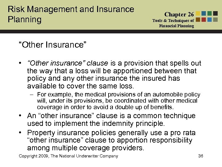 Risk Management and Insurance Planning Chapter 26 Tools & Techniques of Financial Planning “Other