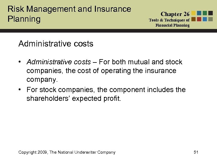 Risk Management and Insurance Planning Chapter 26 Tools & Techniques of Financial Planning Administrative