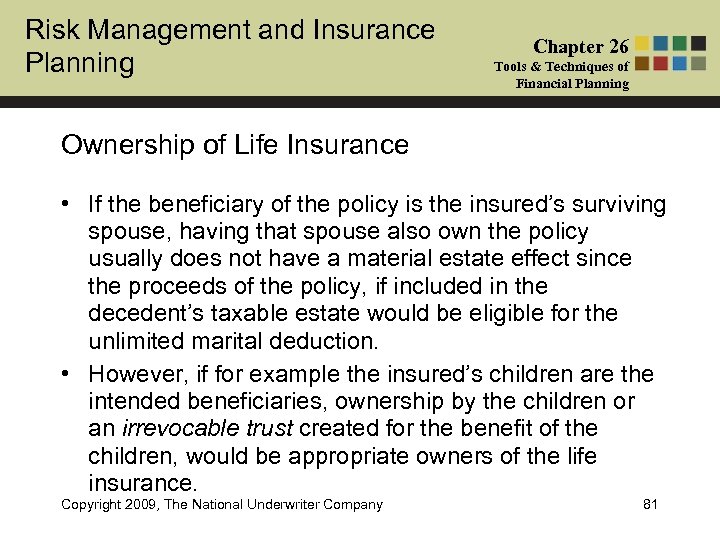 Risk Management and Insurance Planning Chapter 26 Tools & Techniques of Financial Planning Ownership