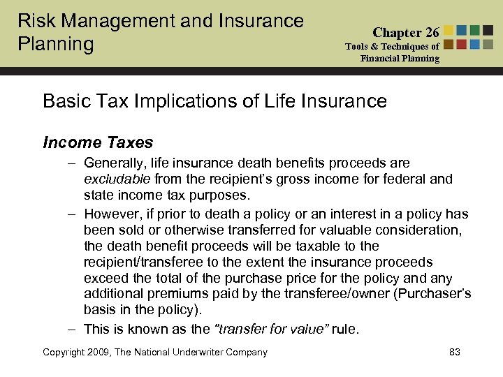 Risk Management and Insurance Planning Chapter 26 Tools & Techniques of Financial Planning Basic