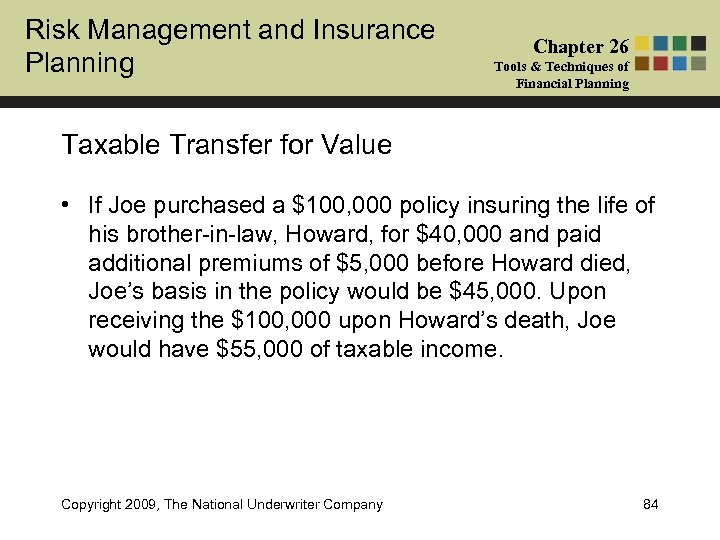 Risk Management and Insurance Planning Chapter 26 Tools & Techniques of Financial Planning Taxable