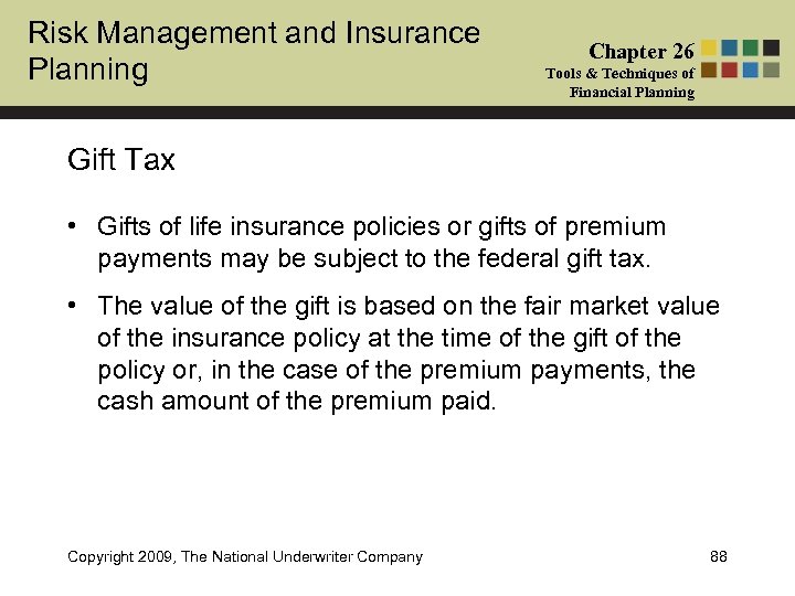 Risk Management and Insurance Planning Chapter 26 Tools & Techniques of Financial Planning Gift