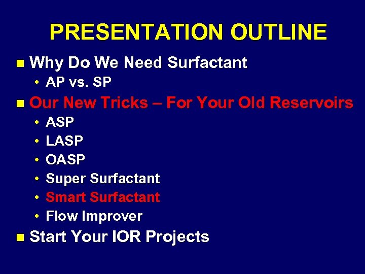 PRESENTATION OUTLINE n Why Do We Need Surfactant • AP vs. SP n Our