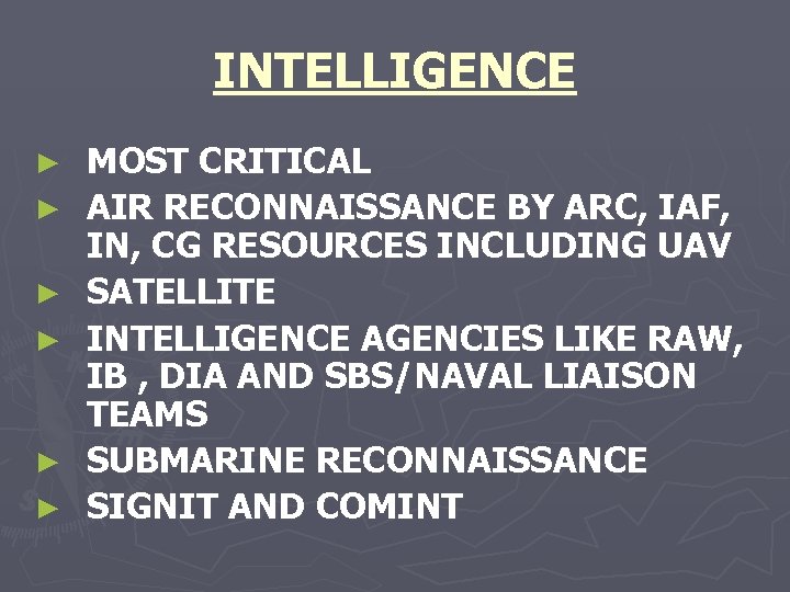 INTELLIGENCE ► ► ► MOST CRITICAL AIR RECONNAISSANCE BY ARC, IAF, IN, CG RESOURCES