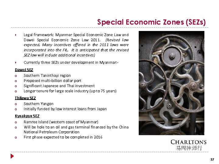 Special Economic Zones (SEZs) Legal framework: Myanmar Special Economic Zone Law and Dawei Special