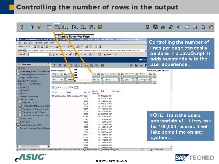 Controlling the number of rows in the output Controlling the number of lines per
