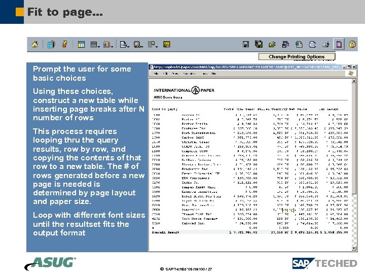 Fit to page. . . Prompt the user for some basic choices Using these