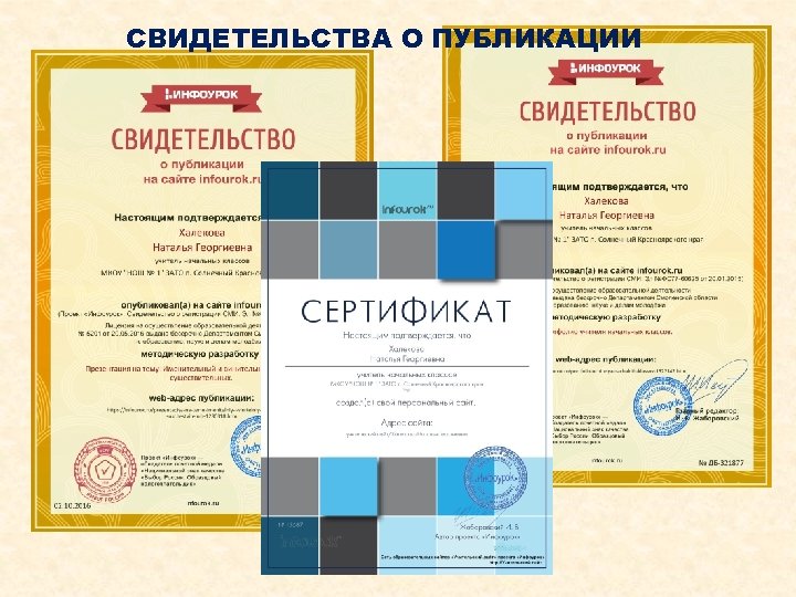 СВИДЕТЕЛЬСТВА О ПУБЛИКАЦИИ 