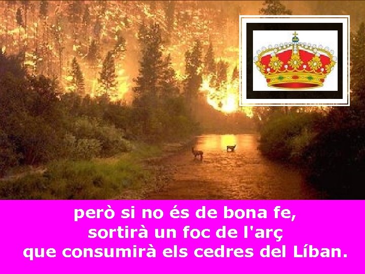 però si no és de bona fe, sortirà un foc de l'arç que consumirà