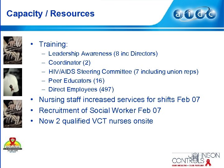 Capacity / Resources • Training: – – – Leadership Awareness (8 inc Directors) Coordinator
