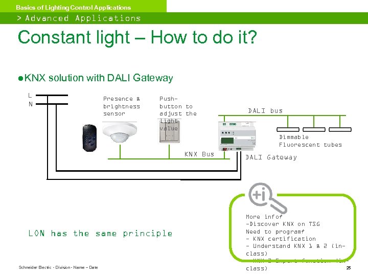 Basics of Lighting Control Applications > Advanced Applications Constant light – How to do
