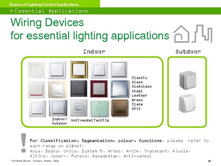 Basics of Lighting Control Applications > Essential Applications Wiring Devices for essential lighting applications