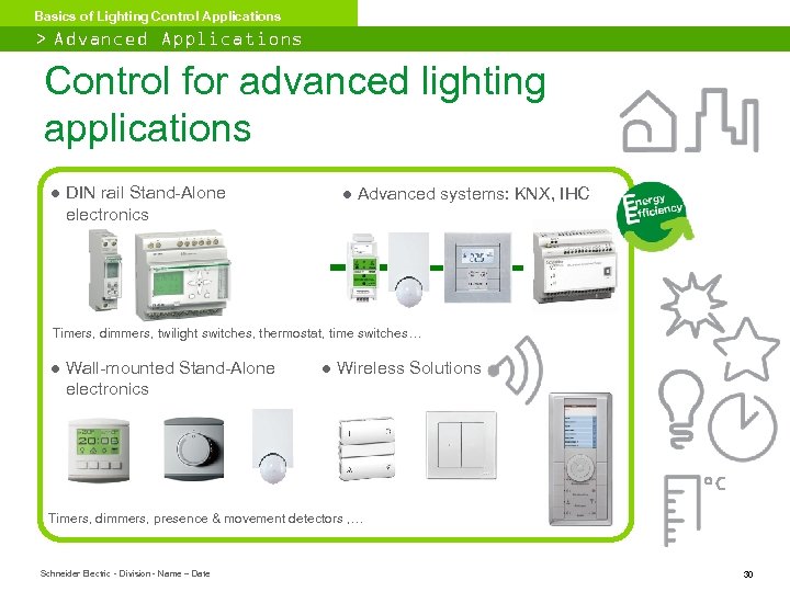 Basics of Lighting Control Applications > Advanced Applications Control for advanced lighting applications ●