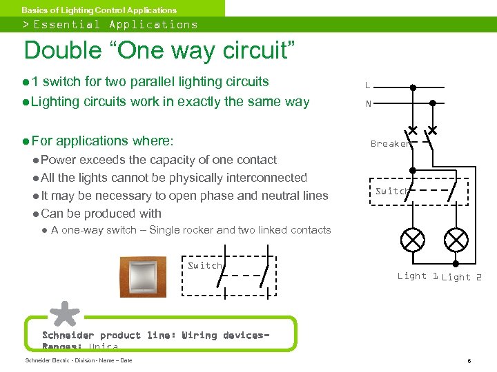 Basics of Lighting Control Applications > Essential Applications Double “One way circuit” ● 1