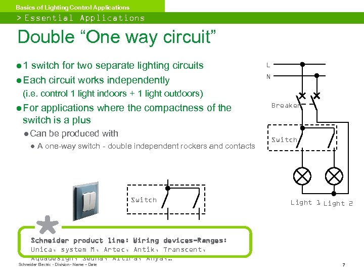 Basics of Lighting Control Applications > Essential Applications Double “One way circuit” ● 1