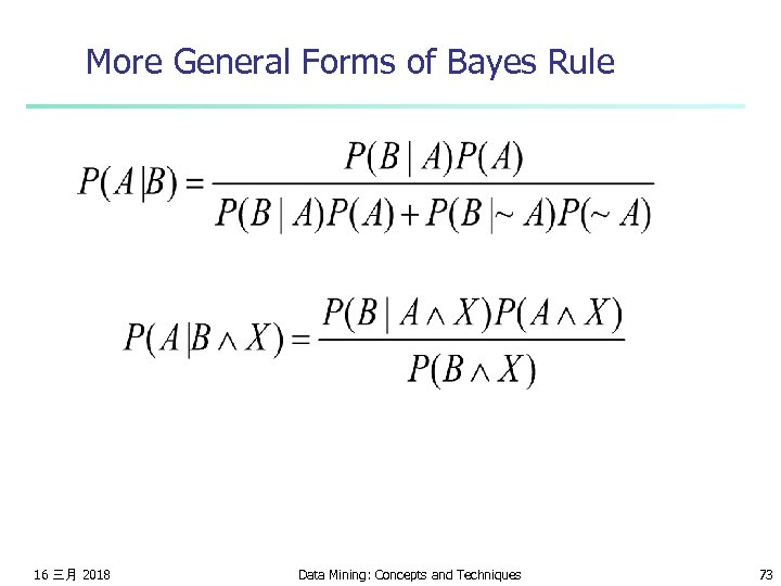 More General Forms of Bayes Rule 16 三月 2018 Data Mining: Concepts and Techniques