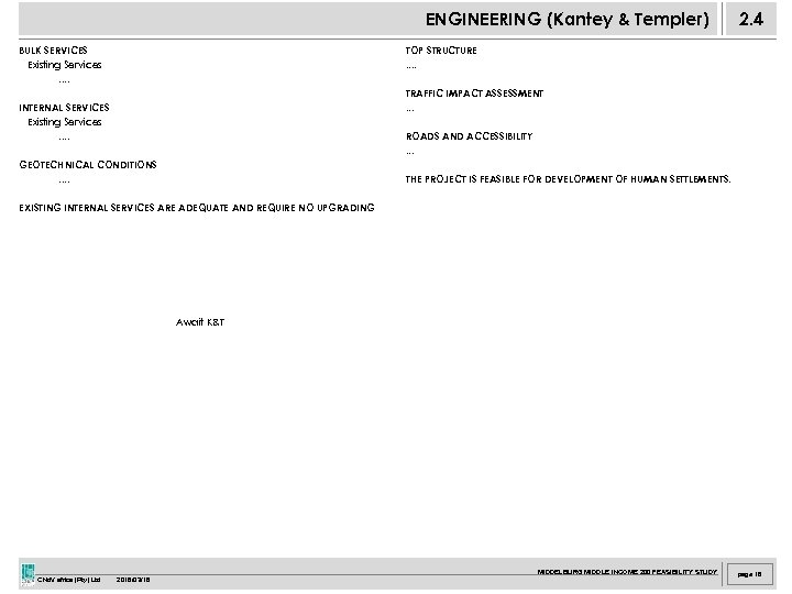 ENGINEERING (Kantey & Templer) BULK SERVICES Existing Services. . 2. 4 TOP STRUCTURE. .