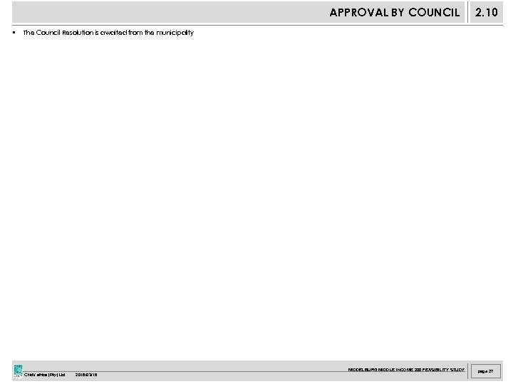 APPROVAL BY COUNCIL • 2. 10 The Council Resolution is awaited from the municipality