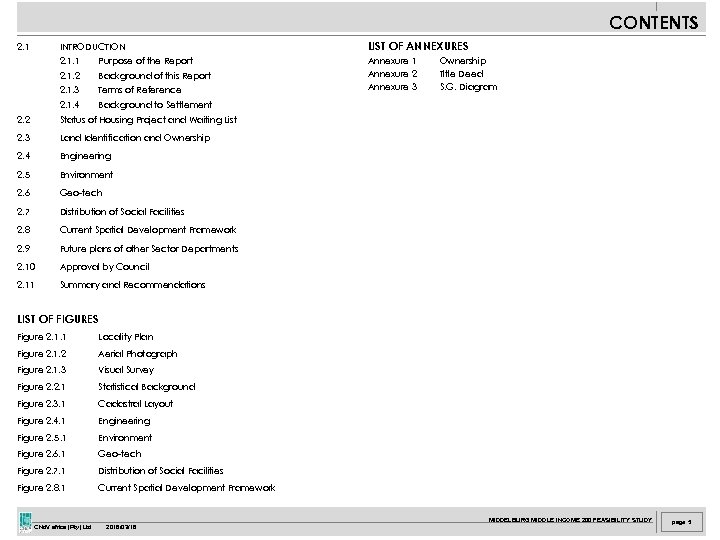 CONTENTS INTRODUCTION LIST OF ANNEXURES 2. 1. 1 Purpose of the Report 2. 1.