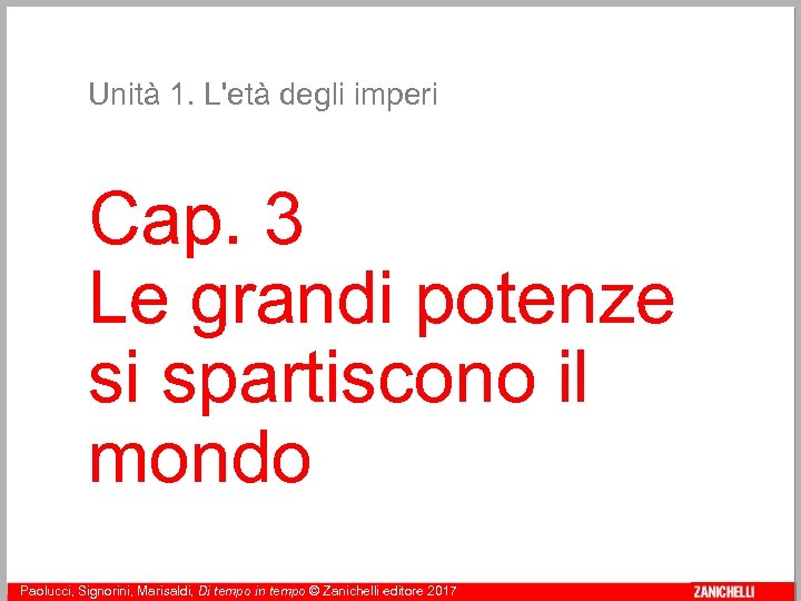 Unità 1. L'età degli imperi Cap. 3 Le grandi potenze si spartiscono il mondo