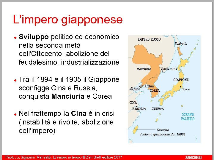 L'impero giapponese Sviluppo politico ed economico nella seconda metà dell'Ottocento: abolizione del feudalesimo, industrializzazione