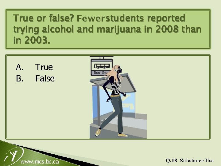 True or false? Fewer students reported trying alcohol and marijuana in 2008 than in