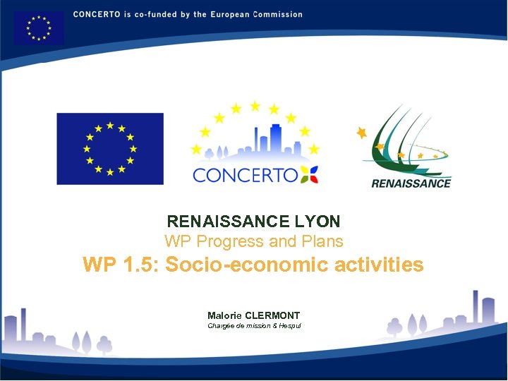 RENAISSANCE LYON WP Progress and Plans WP 1. 5: Socio-economic activities Malorie CLERMONT Chargée