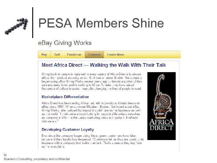PESA Members Shine 19 Blueberry Consulting, proprietary and confidential 