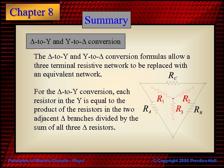 Chapter 8 Summary D-to-Y and Y-to-D conversion The D-to-Y and Y-to-D conversion formulas allow
